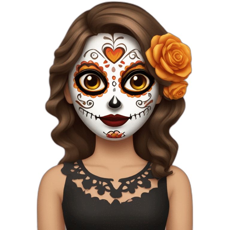 dia de los muertos girl happy Brown hair emoji