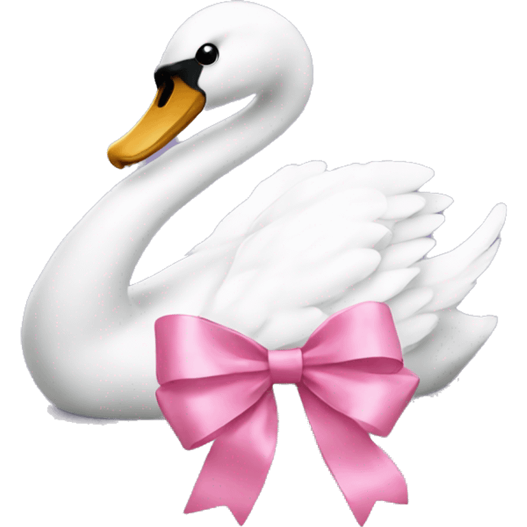 A swan with a pink bow  emoji