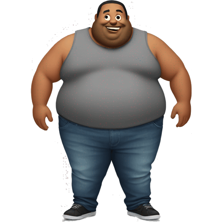 fat guy with buzz emoji