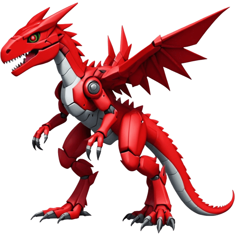  Cool Edgy Futuristic Red Digimon-Fakemon-Guilmon-Velociraptor-Dragon-Mecha full body emoji