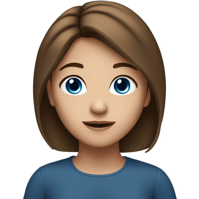 A girl with brown hair and blue eyse  emoji