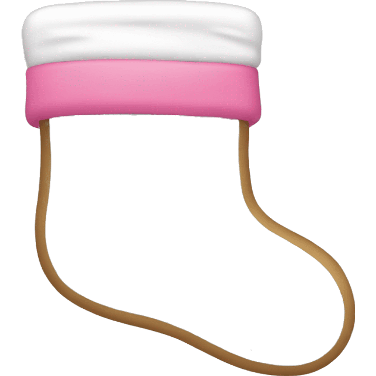 White stocking with pink “A” emoji