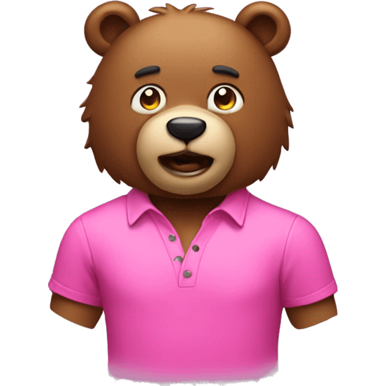 Crazy bear with pink shirt emoji