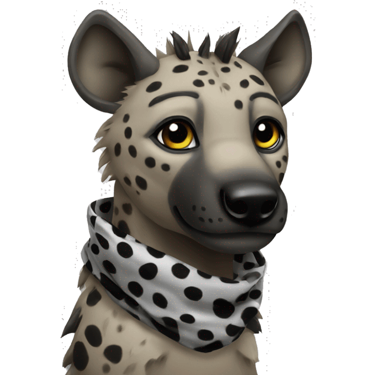 A hyena with a black and white neck scarf emoji