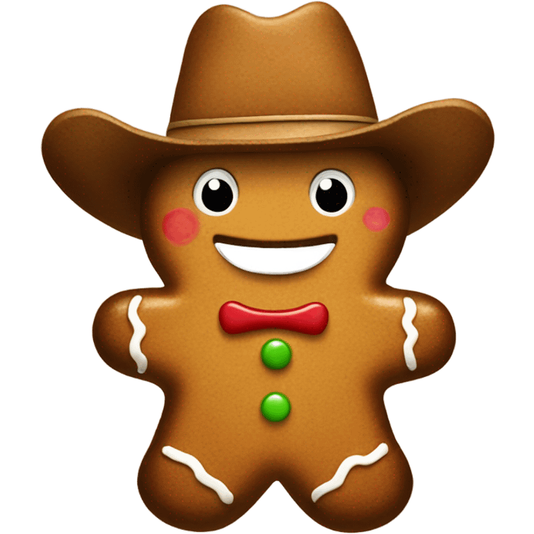 happy gingerbread man with a cowboy hat emoji