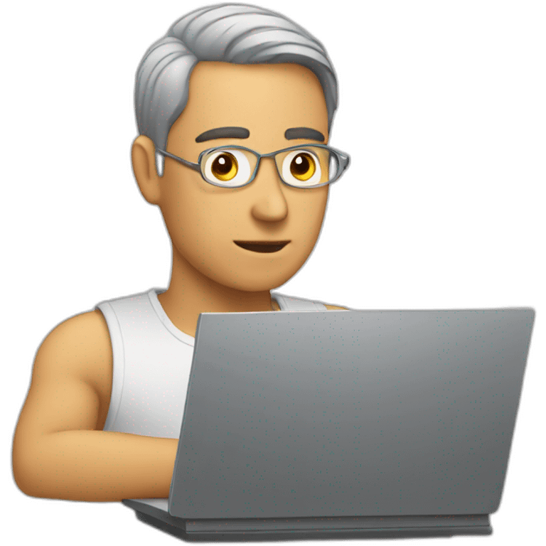 man looking at computer screen emoji