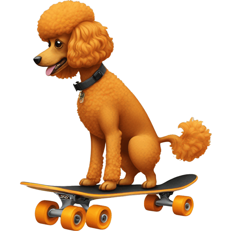 orange poodle riding a skateboard emoji