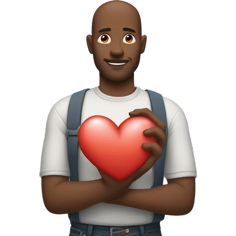 Dad holds his heart in his hand emoji