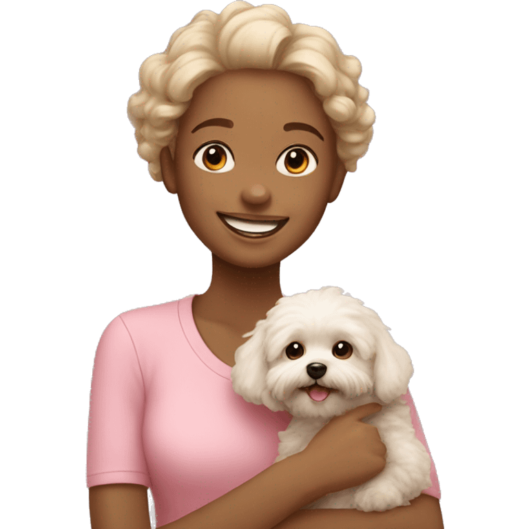 girl smiling with Maltipoo emoji