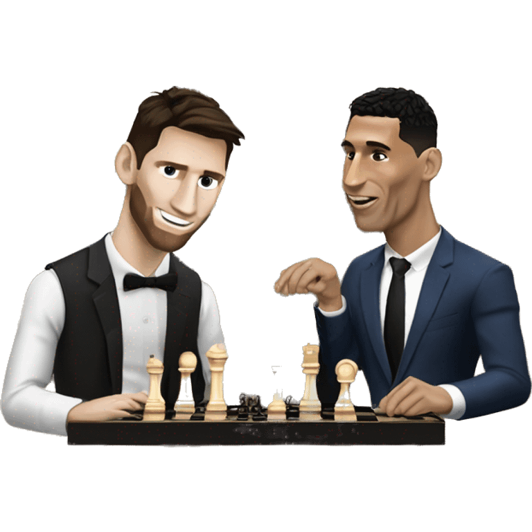 Lionel Messi and Cristiano Ronaldo play chess emoji