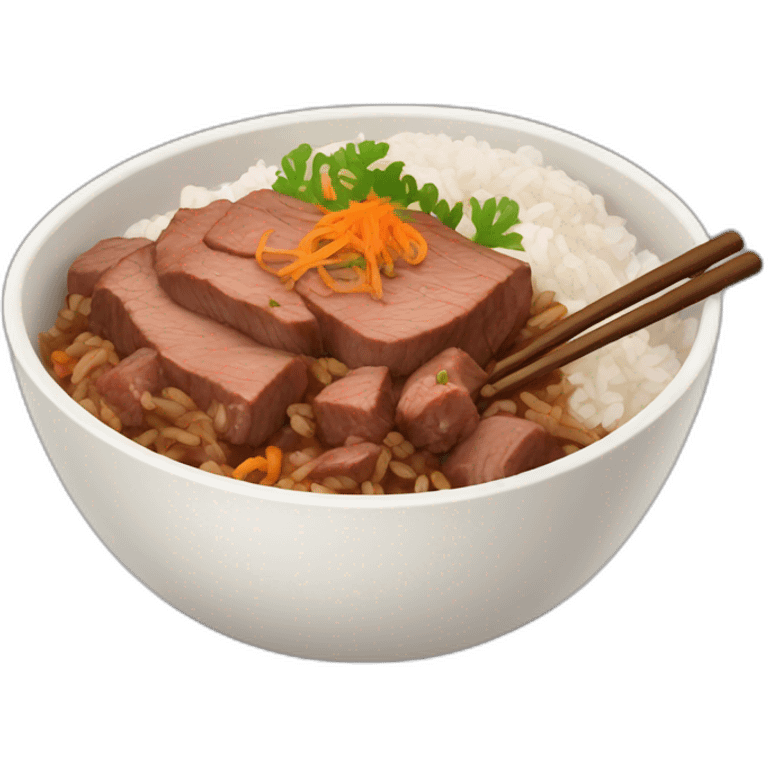 rice bowl with beef old guy eating emoji