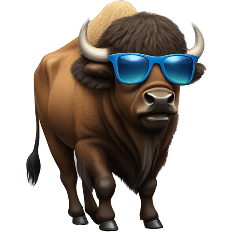 Full body American bison wearing sunglasses emoji