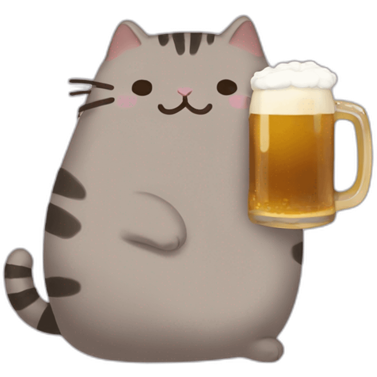 Pusheen cat buvant une biere emoji