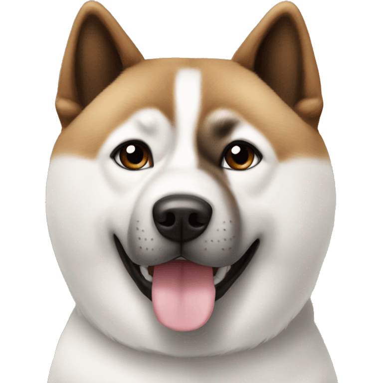 White American Akita with brown head emoji