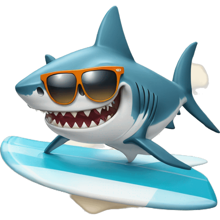 shark with sunglasses on a surfboard  emoji