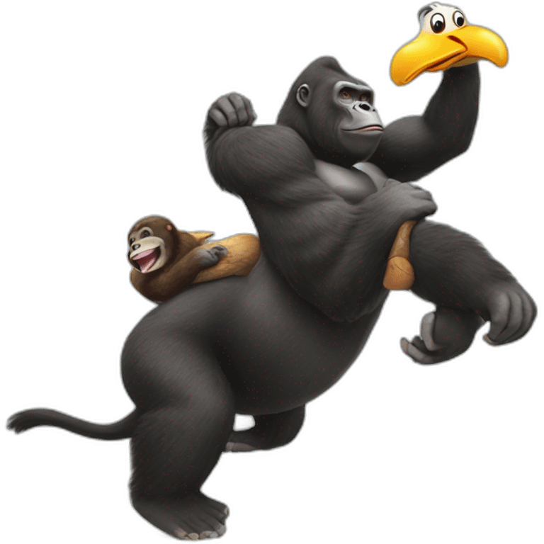 Gorilla riding duck emoji