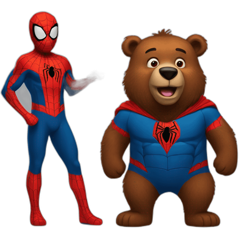 a brown bear with spider man emoji