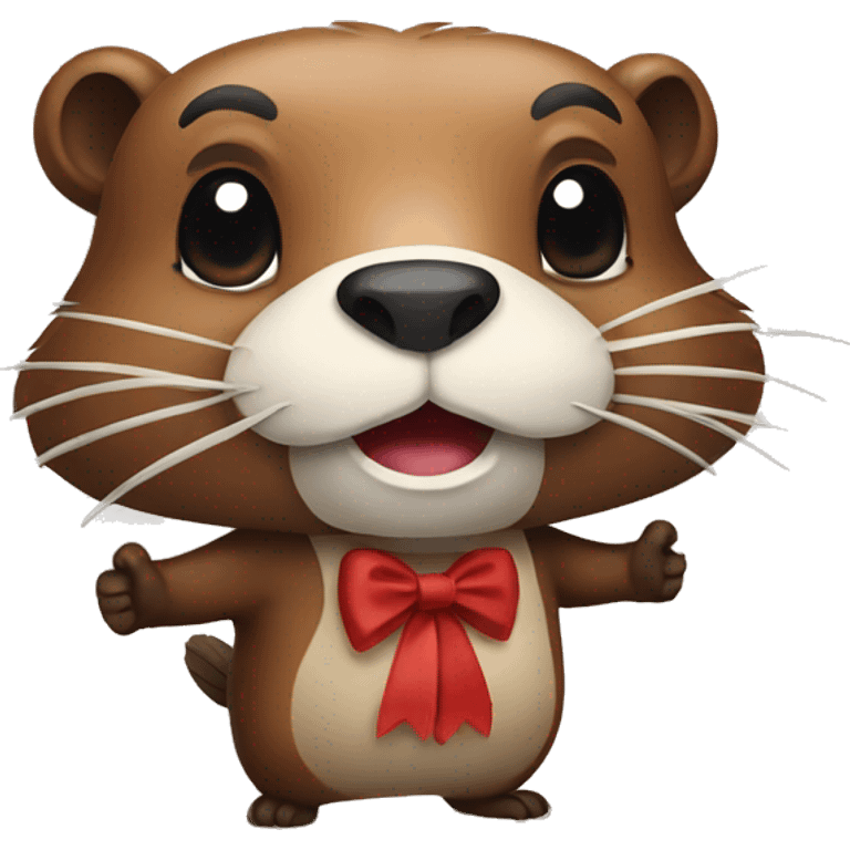 Beaver with bow emoji