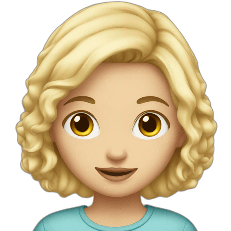 Blond girl with cat emoji