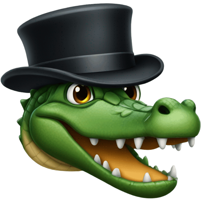 Alligator with top hat emoji