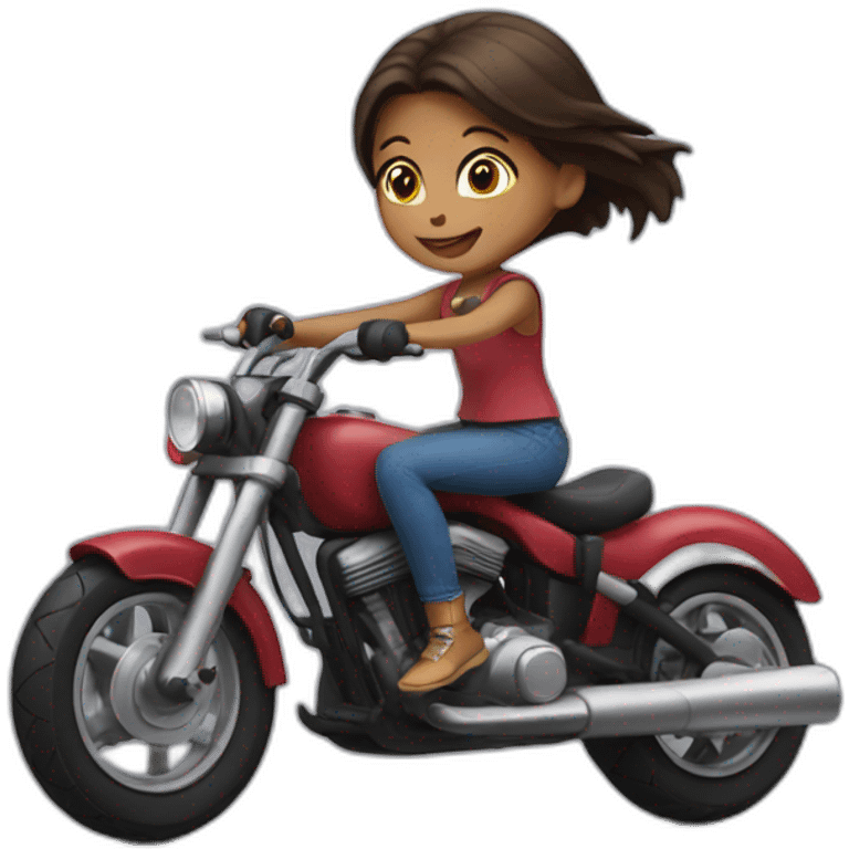 little girl riding motorcycle emoji