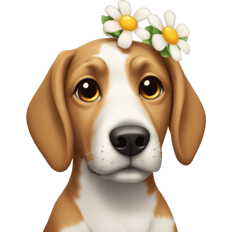 dog with flower in its ear emoji