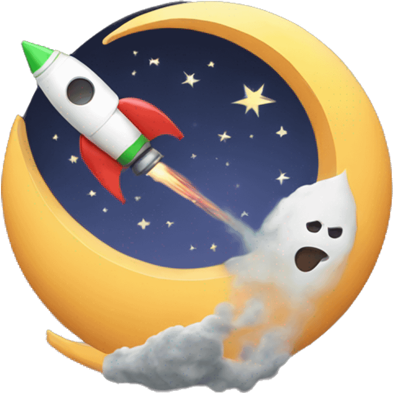 Moon with rocket emoji