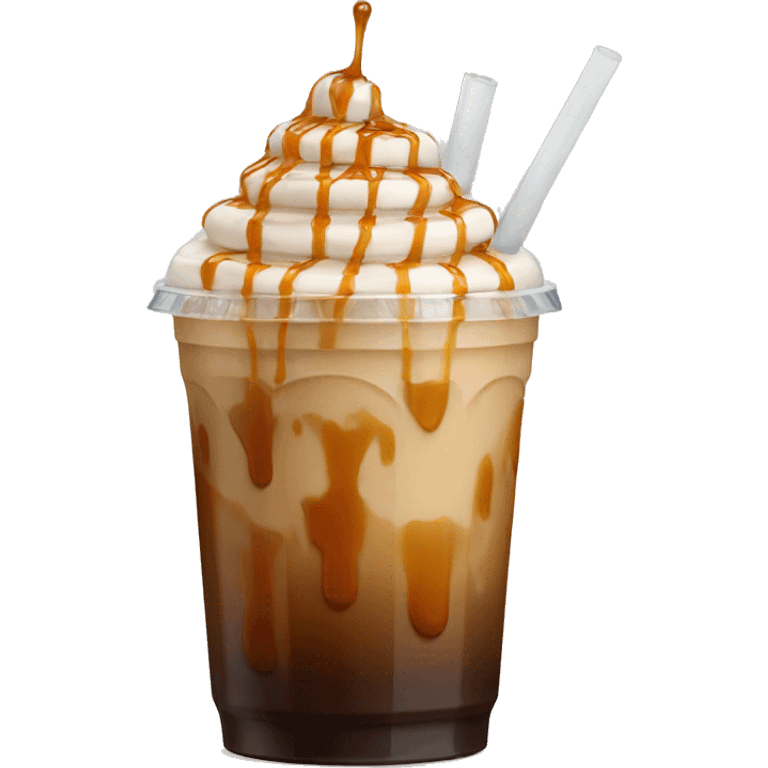 iced coffee with caramel drizzle  emoji