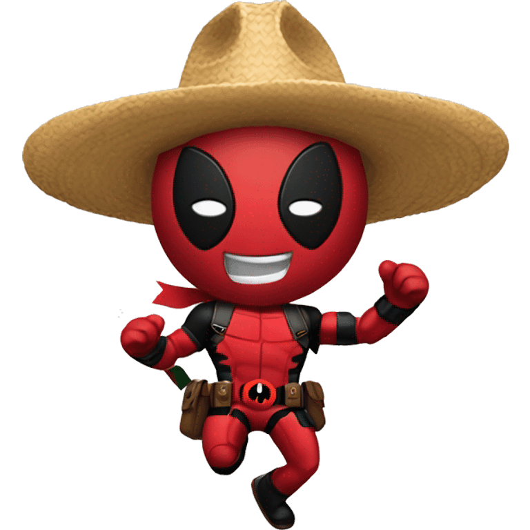 Deadpool bailando con un sombrero mexicano emoji