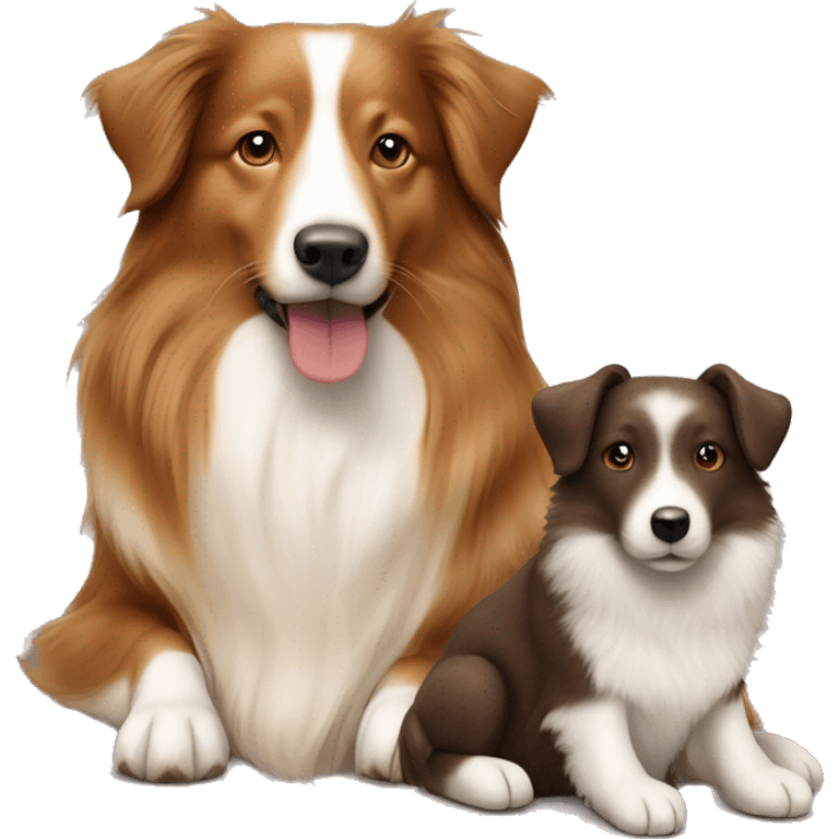 Shetland sheepdog and brown Labrador sitting emoji