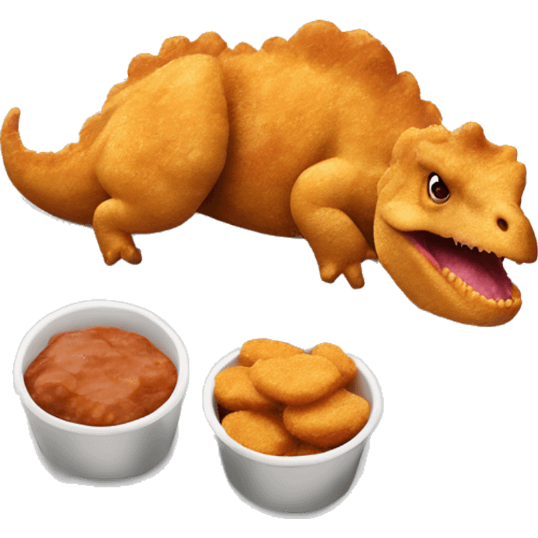 Dinosaur chicken nuggets on a plate ￼ emoji