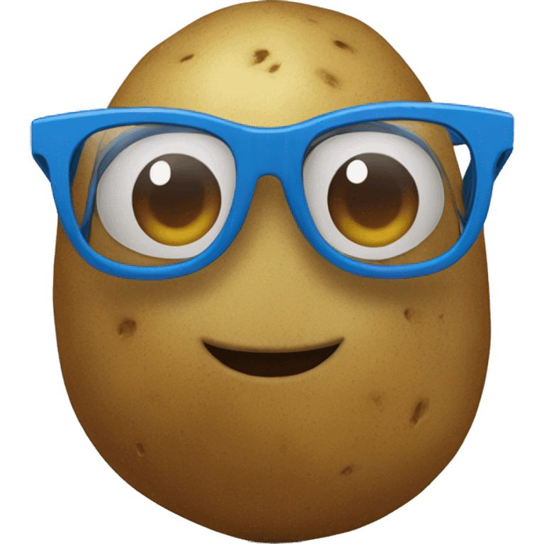 potato shaped head brown guy with blue glasses emoji