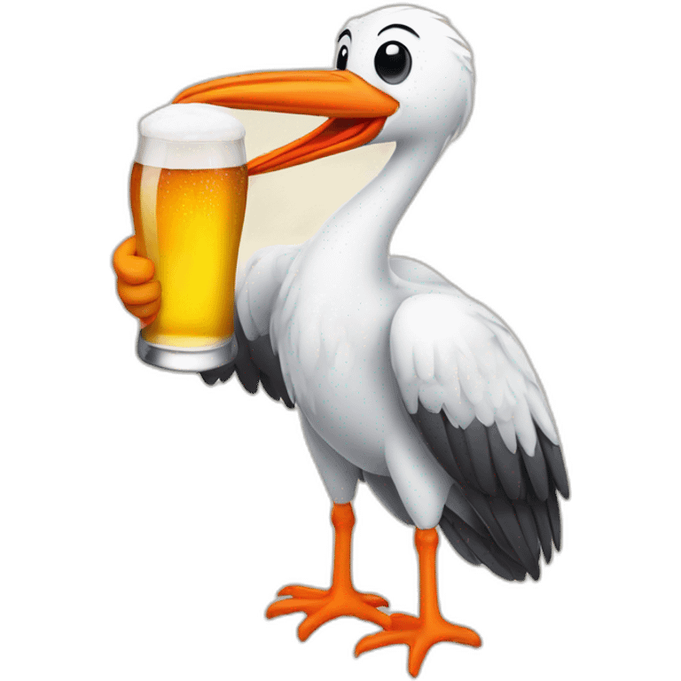 Stork with beer emoji