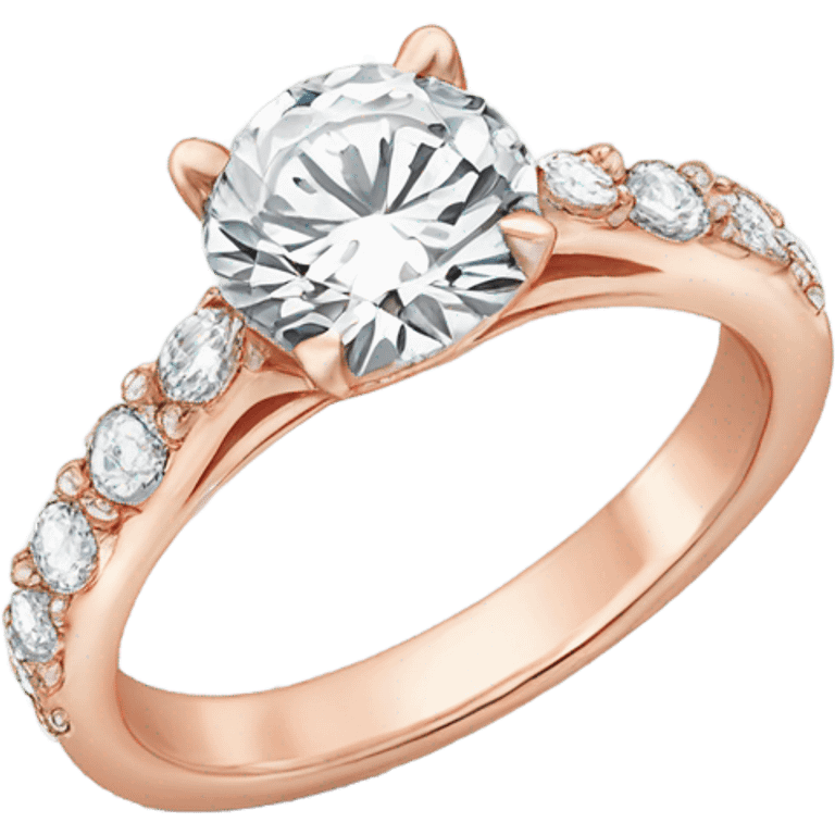 Rose gold engagement ring with round diamond emoji