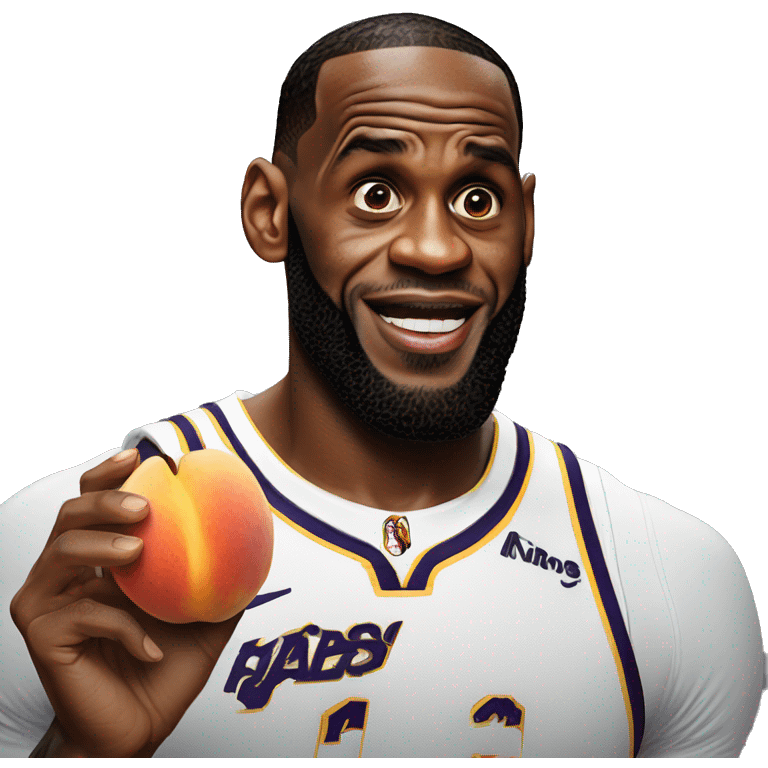 LeBron James eating a peach aggressively  emoji