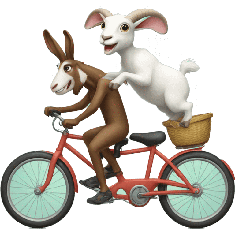 Goat and bunny riding bikes emoji