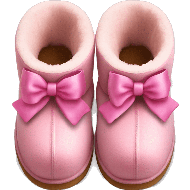 Pink ugg ankle high slippers with pink bows on the back  emoji