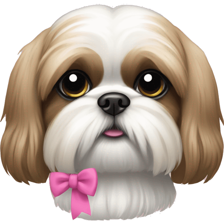 Shih Tzu dog wearing pink bow emoji