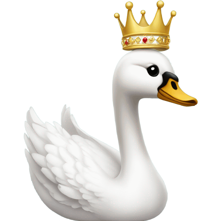 White swan wearing a dress with a crown emoji