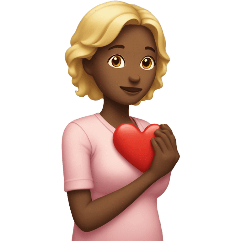 Mother holds her heart in her arm emoji