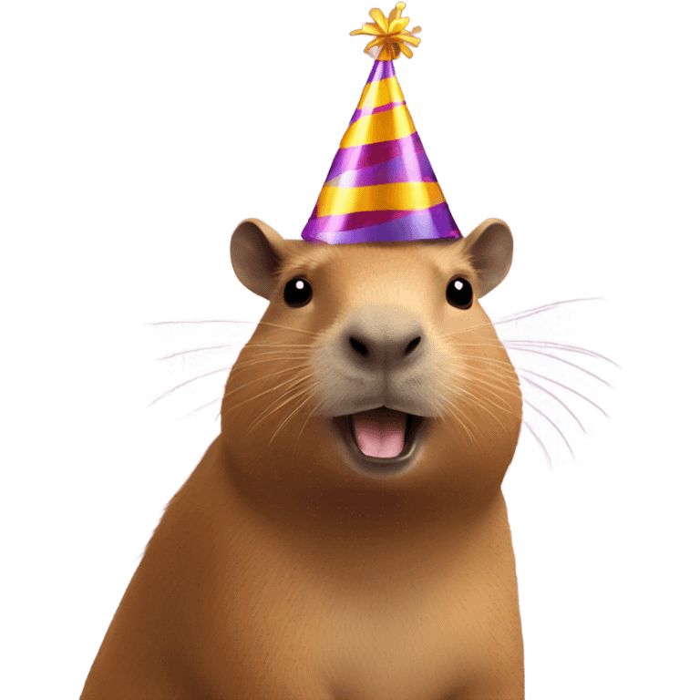 Capybara wearing a party hat emoji