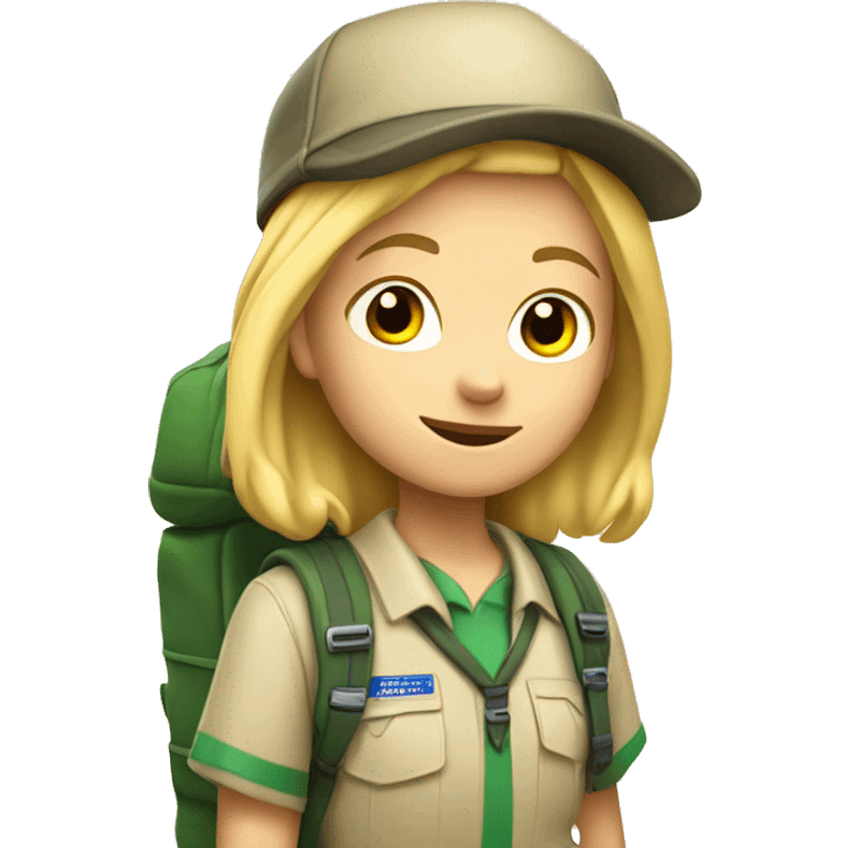 blonde scout girl with backpack emoji