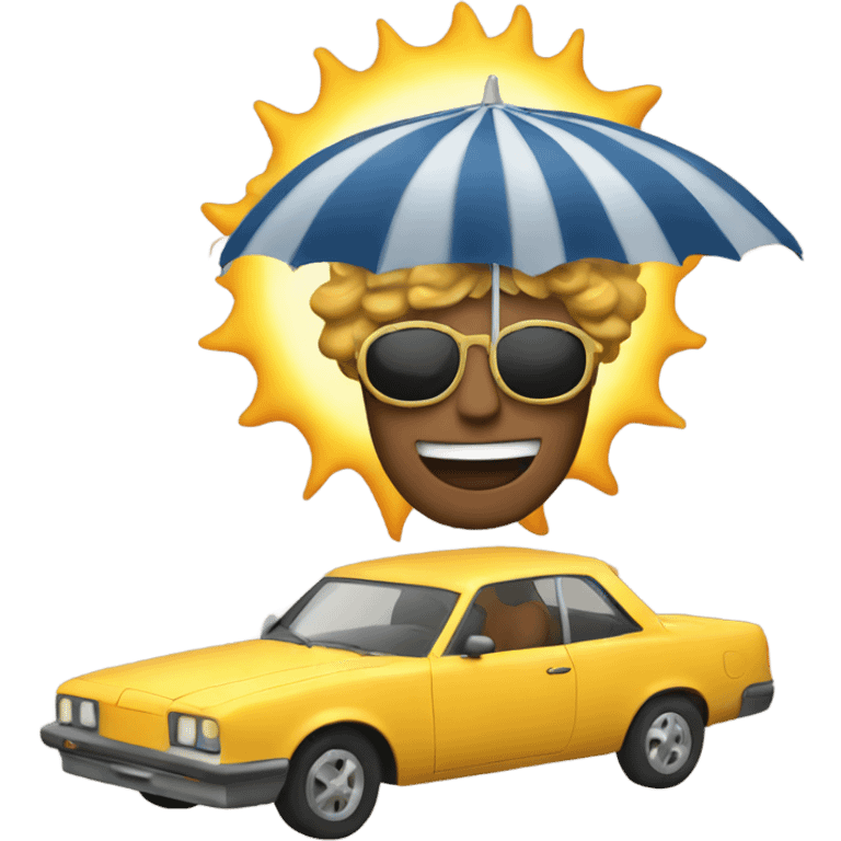 Sun riding a car  emoji