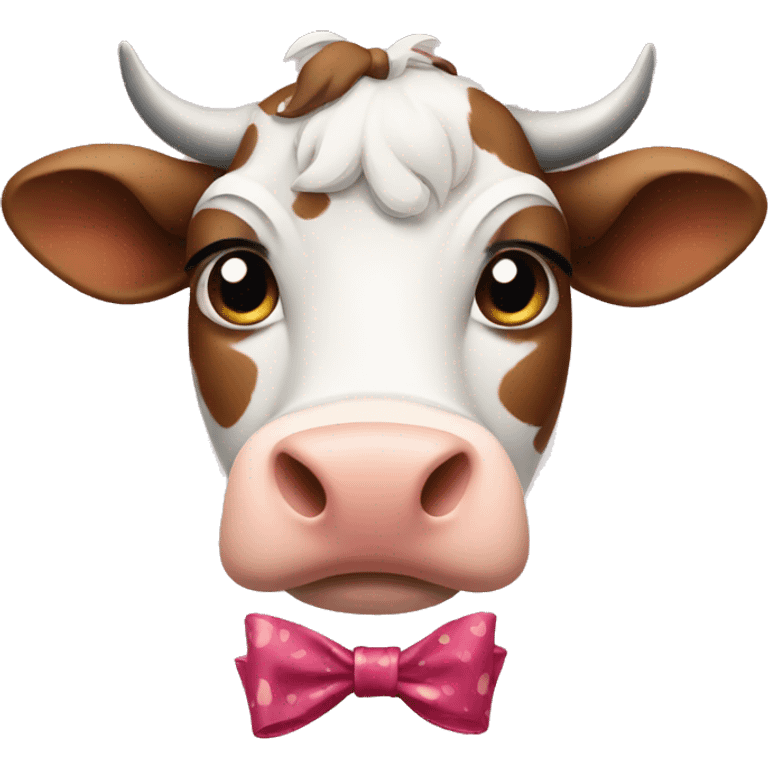 Cow wearing a bow emoji