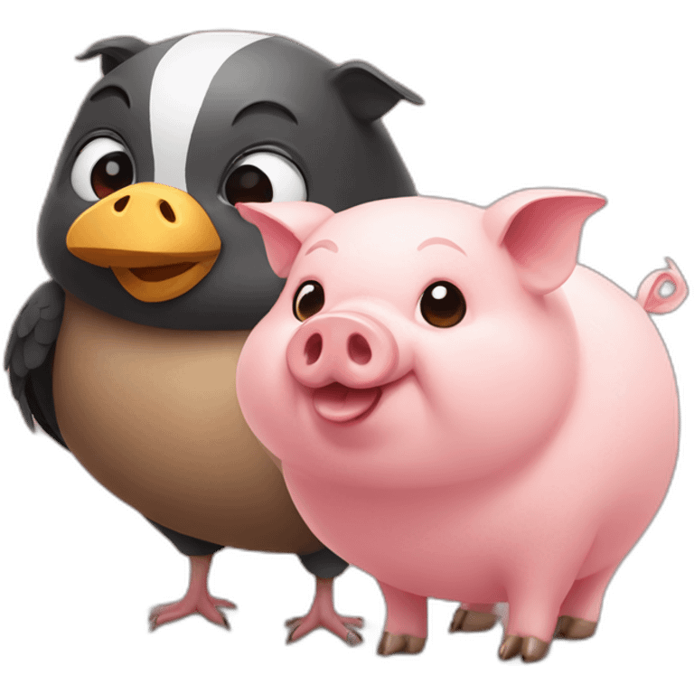 pig and Sparrow Friend emoji