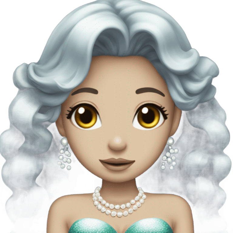 mermaid hime gyaru girl, dark hair with pearls emoji