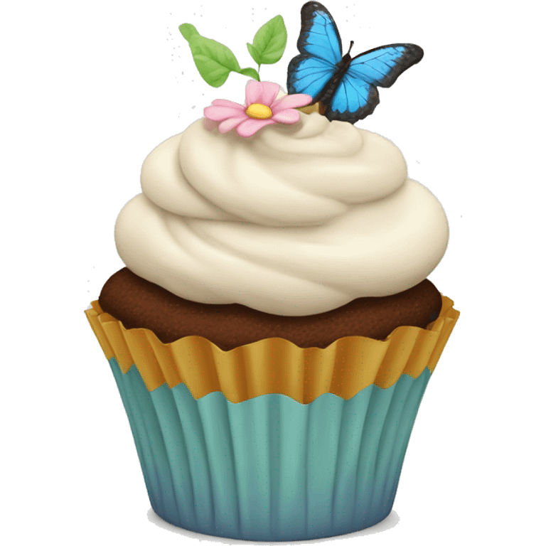 Cupcake with butterfly on top emoji