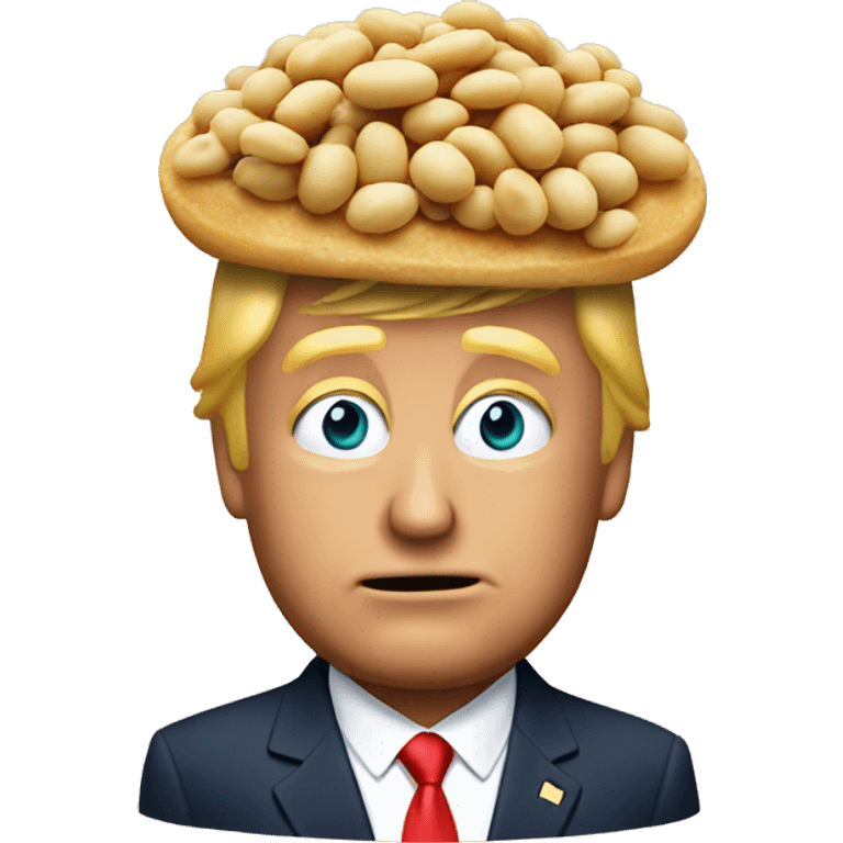 Donald trump with a bean on his head emoji