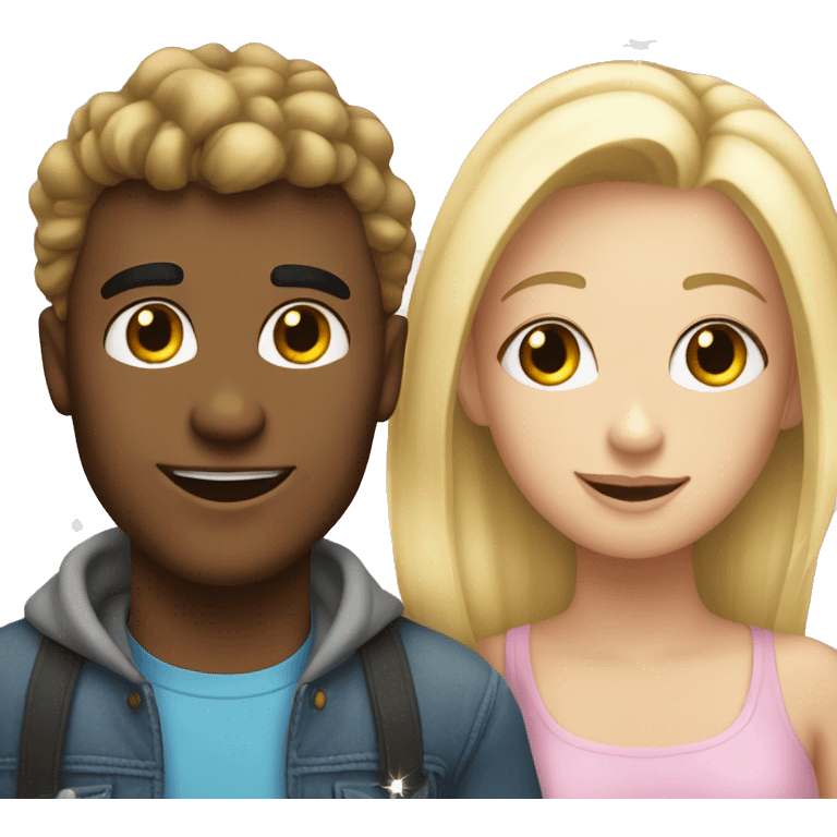 Guy and blonde girl bestie with sparkles emoji