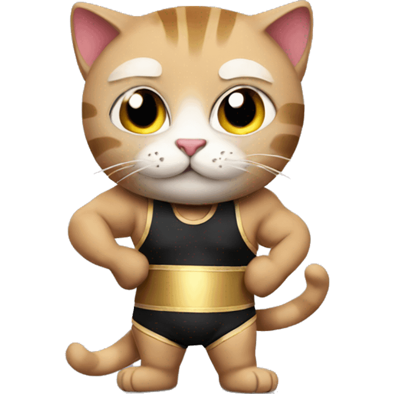 cat dressed as a professional wrestler emoji